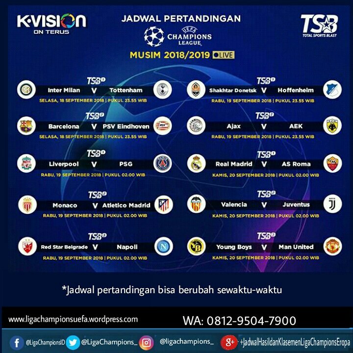jadual liga champion 2018